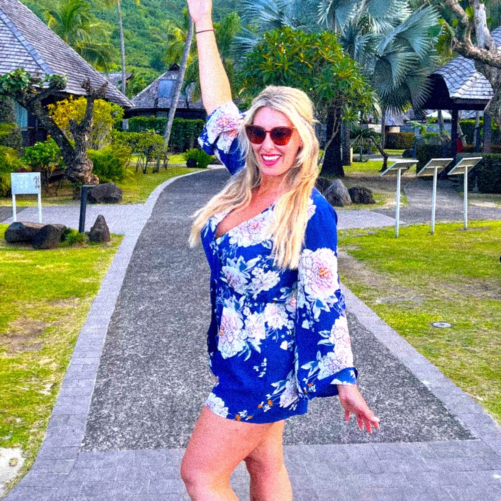 Blue floral romper